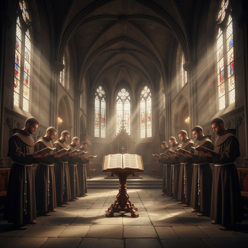 Missionaries of Peace gathered in a chapel, praying the Word of God around an open Bible